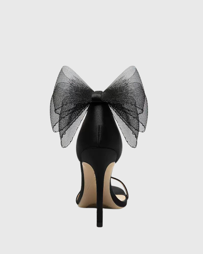 Fabrizia Mesh Bow Pearl Chain Strap Sandals