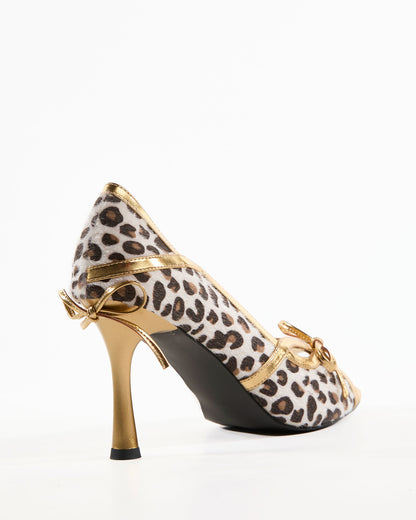 Fadel Vintage Leopard Print Open Toe Pumps