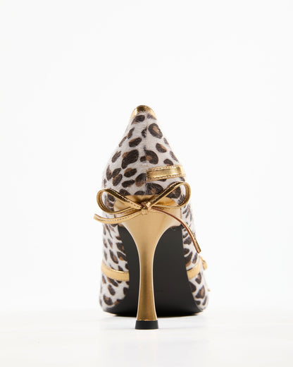Fadel Vintage Leopard Print Open Toe Pumps