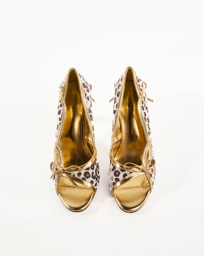 Fadel Vintage Leopard Print Open Toe Pumps