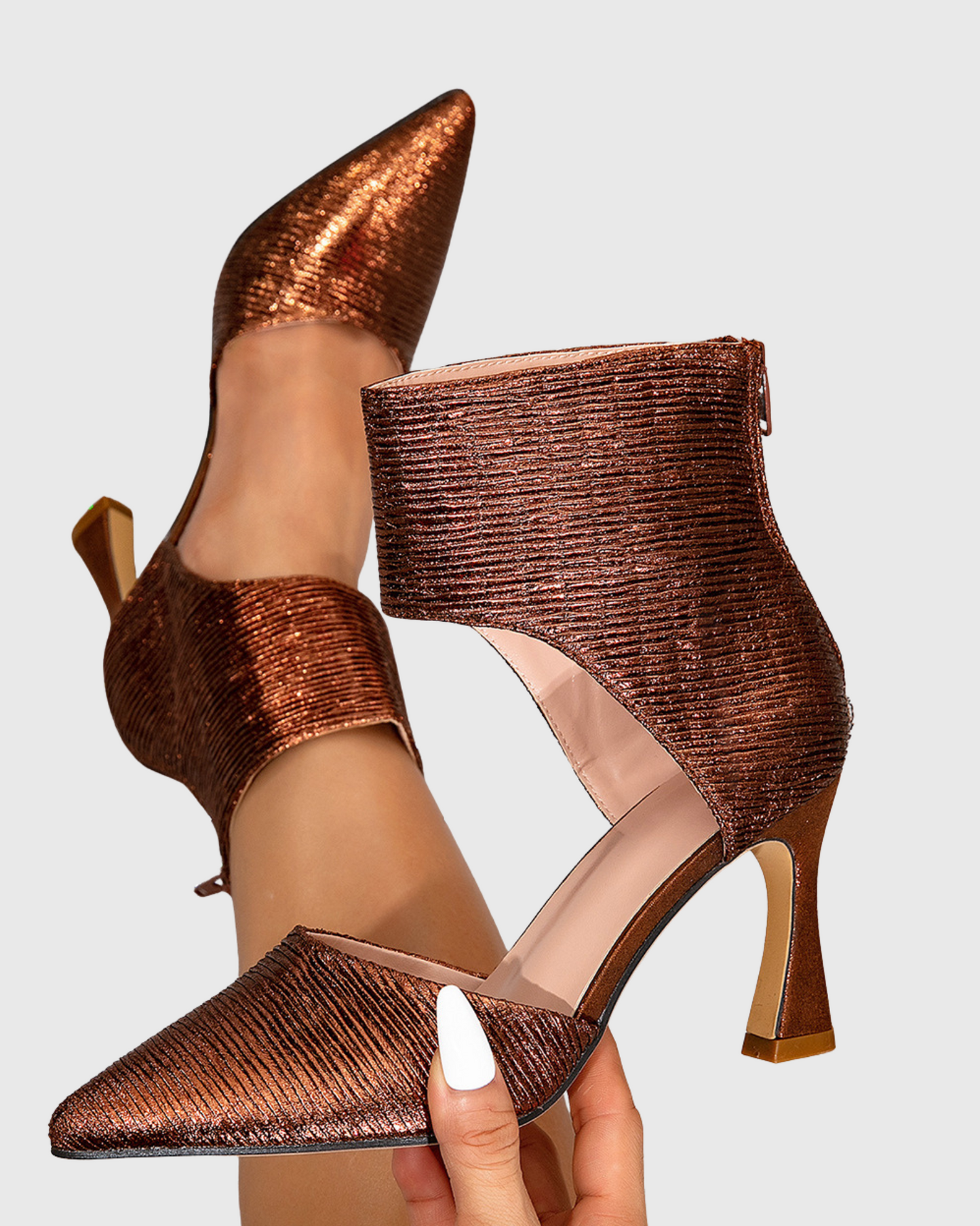 Fadila Sparkle Ankle Strap Pumps