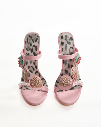 Fadile Shell Vintage Sandals In Pink