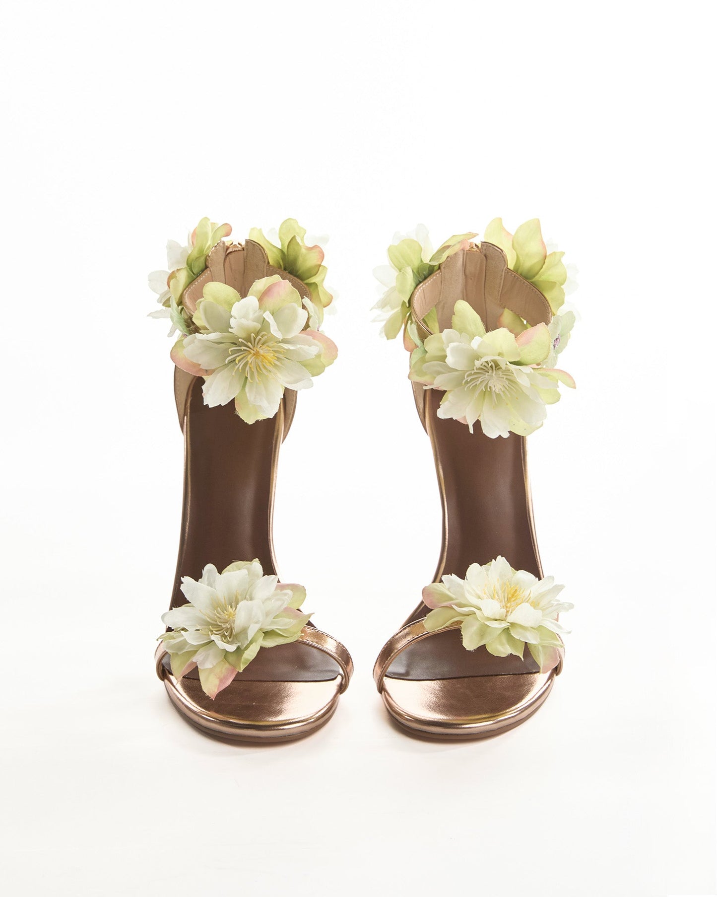 Fadwa 3D Flower Strap Sandals In Gold