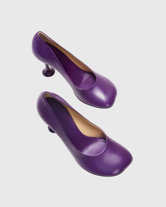 Fausta Eggplant Sculptural Heels
