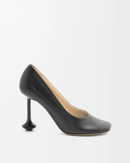 Fausta Leather Sculptural Heels In Black