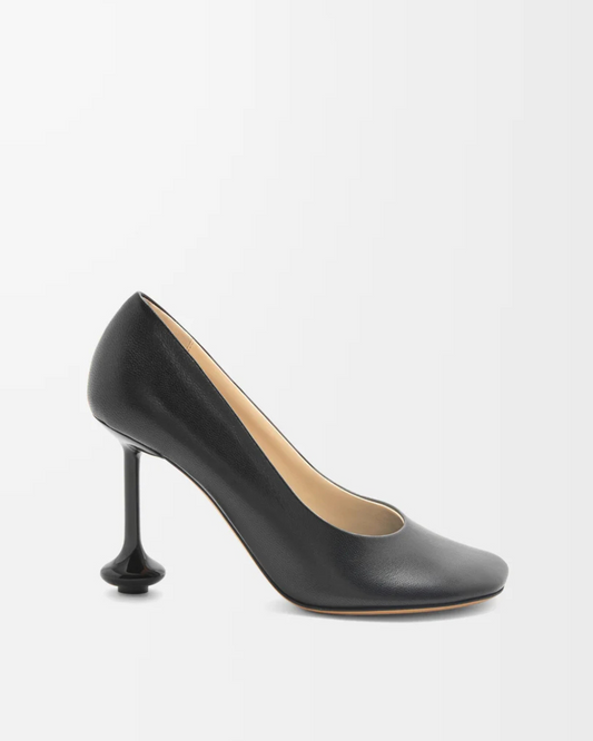 Fausta Leather Sculptural Heels In Black
