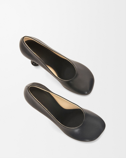 Fausta Leather Sculptural Heels In Black