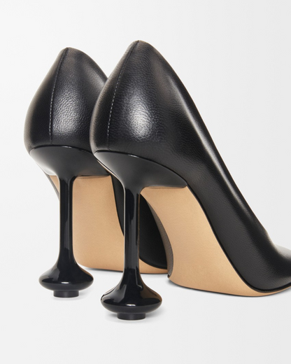 Fausta Leather Sculptural Heels In Black