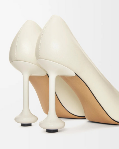 Fausta Leather Sculptural Heels In White