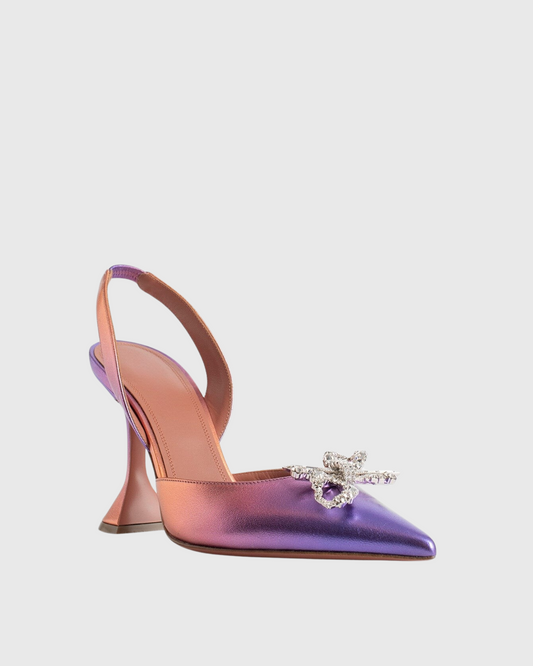 Fedora Crystal Bow Leather Slingback Pumps In Ombre