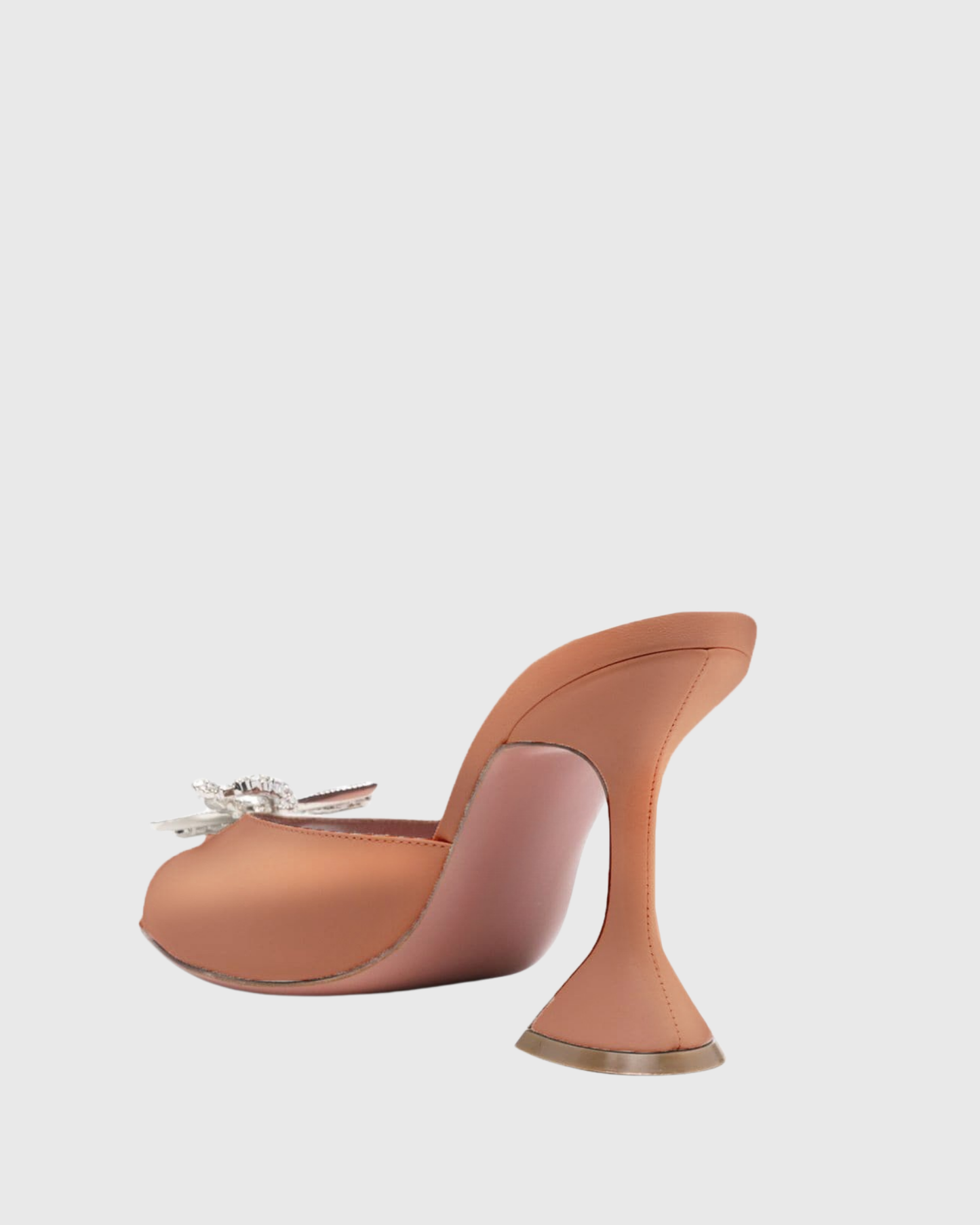 Fedora Crystal Bow Satin Flared Mules In Champagne