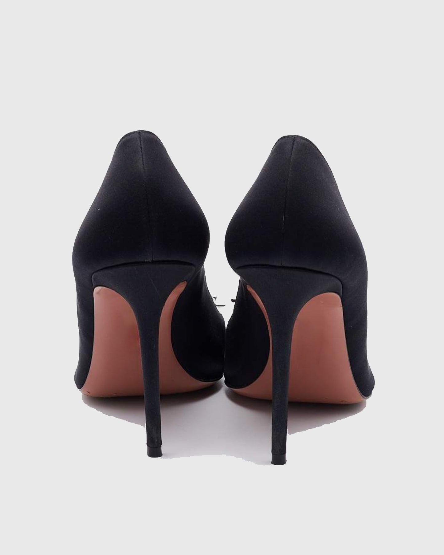 Fedora Crystal Bow Satin Pumps In Black