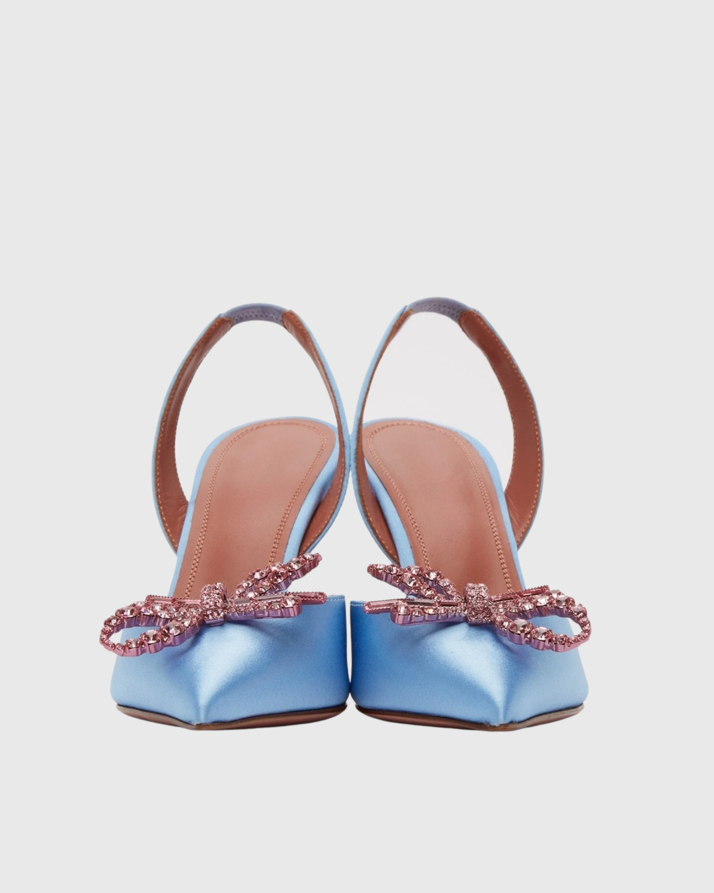 Fedora Crystal Bow Satin Slingback Pumps In Sky