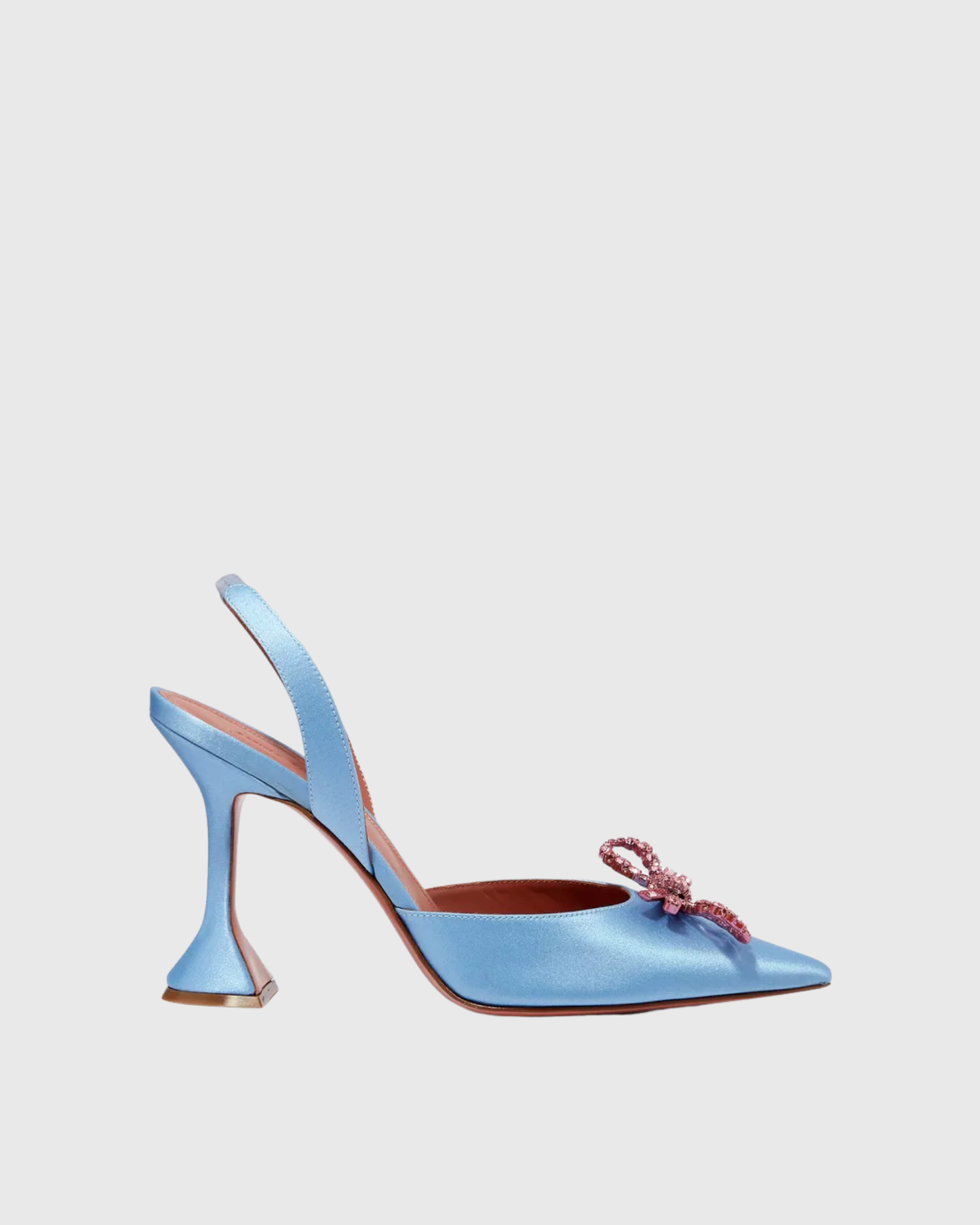 Fedora Crystal Bow Satin Slingback Pumps In Sky