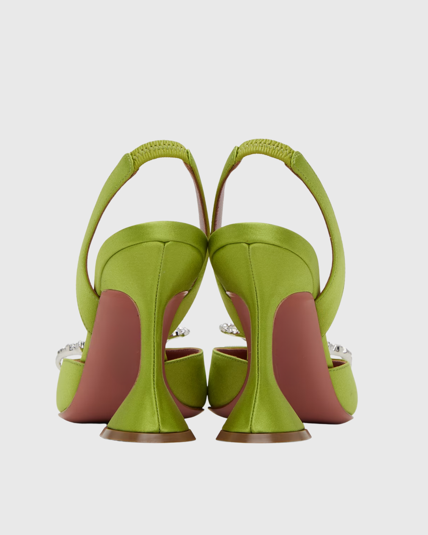 Fedora Crystal Bow Satin Slingback Pumps In Green