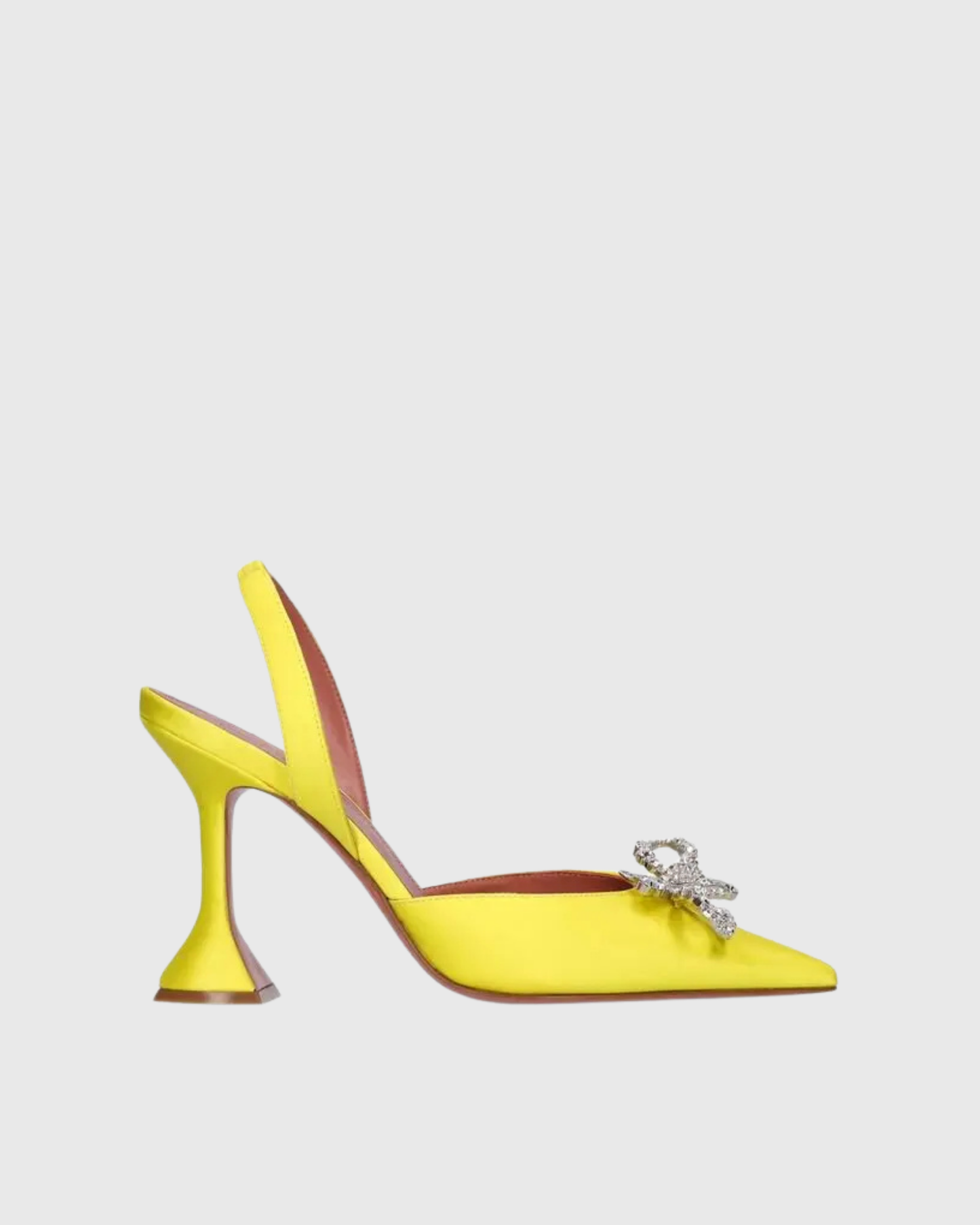 Fedora Crystal Bow Satin Slingback Pumps In Yellow