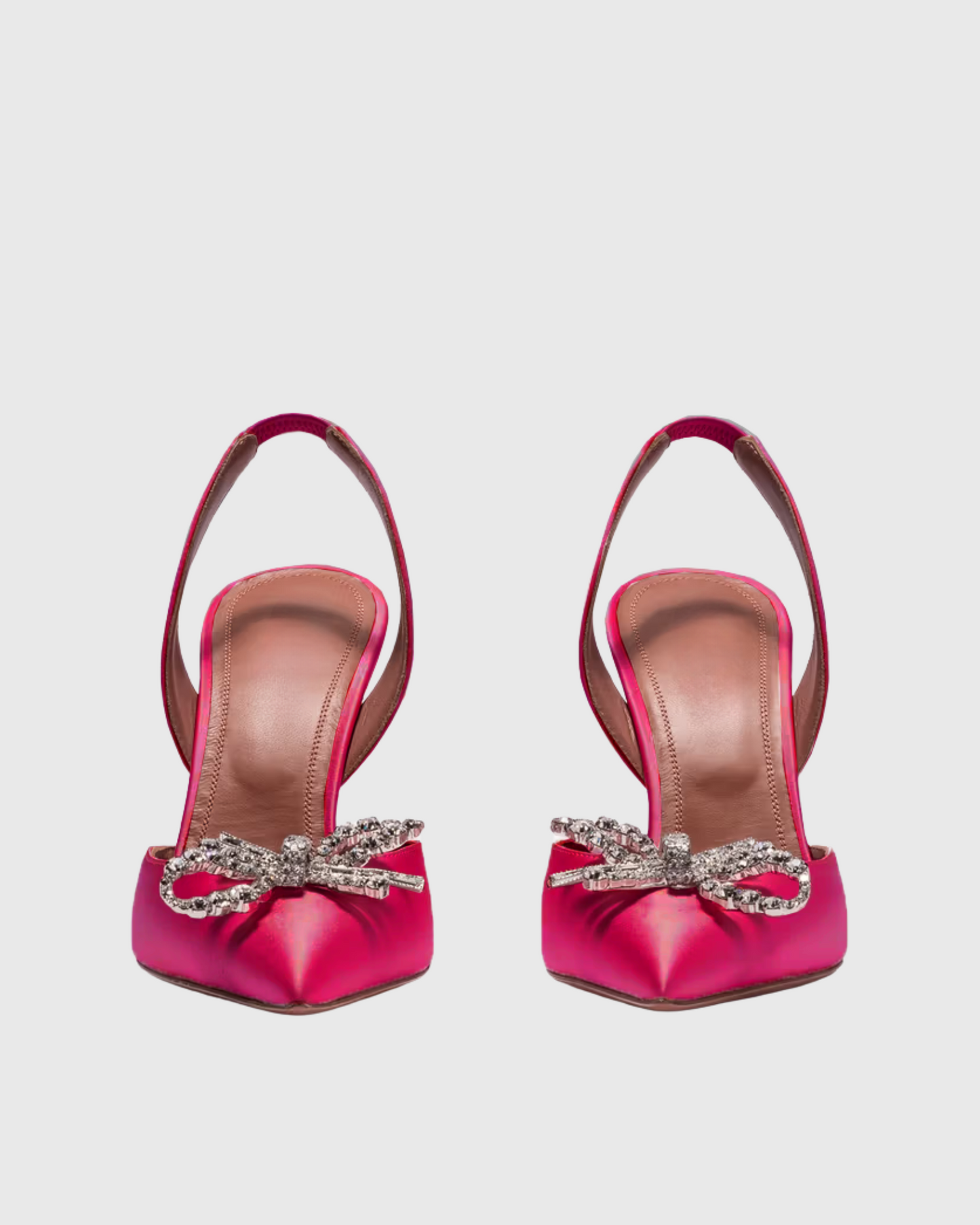 Fedora Rhinestone Bow Flared Heels In Hot Pink