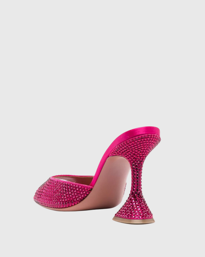 Fedora Rhinestone Flared Heels In Hot Pink