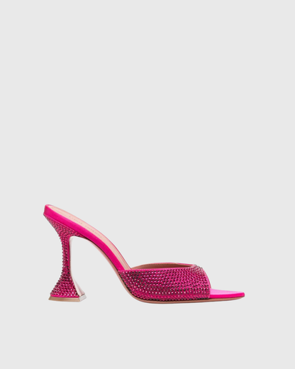 Fedora Rhinestone Flared Heels In Hot Pink