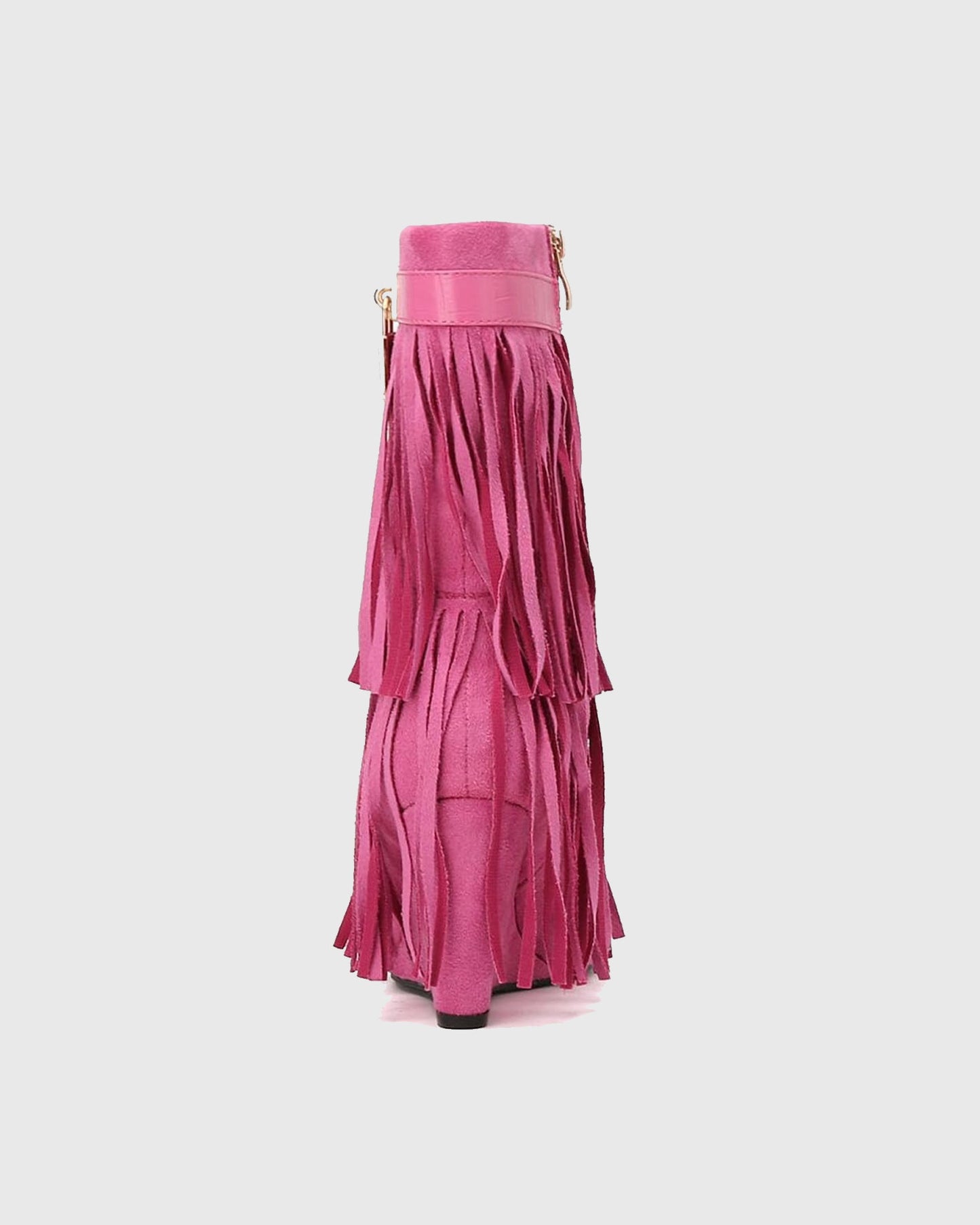 Fella Fringe Open Toe Ankle Boots In Pink