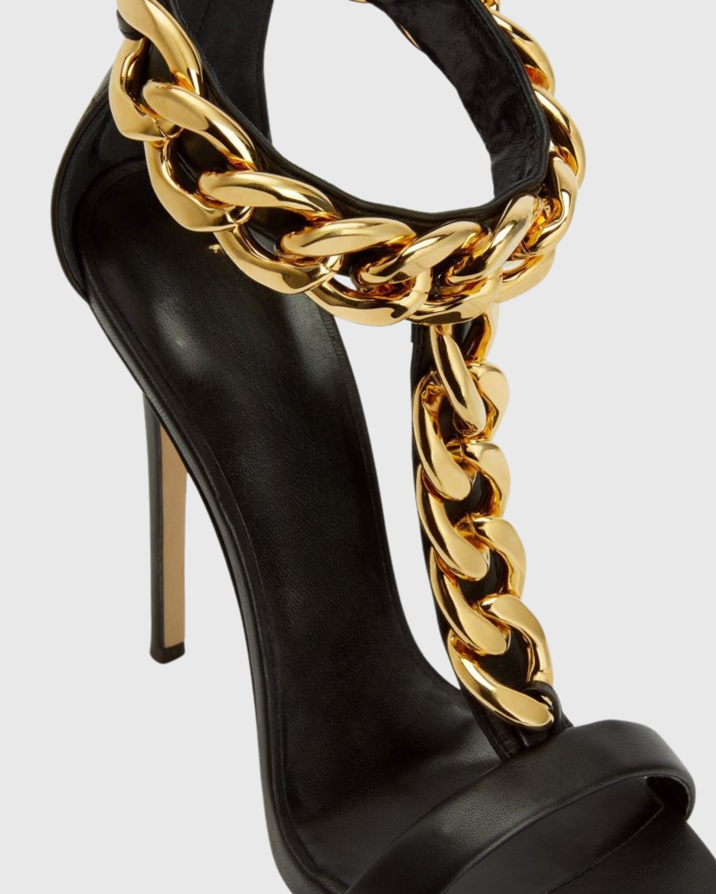 Iolanda T Strap Metal Chain Sandals In Black