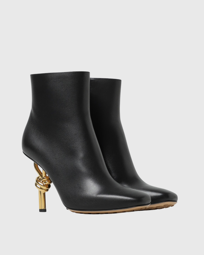 Fiamma Leather Metal Knot Ankle Boots In Black