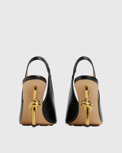 Fiamma Leather Metal Knot Sandals In Black