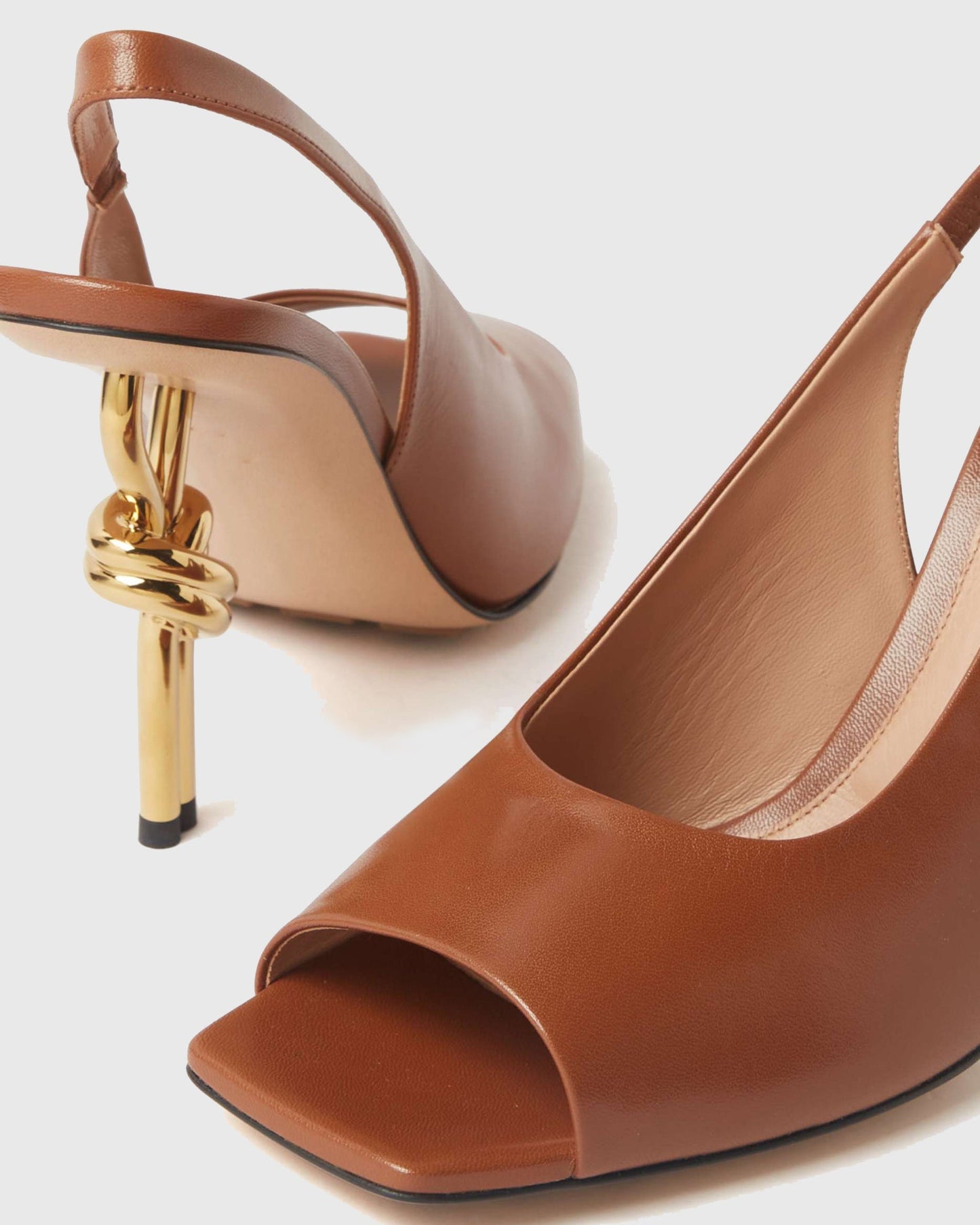 Fiamma Leather Metal Knot Sandals In Brown