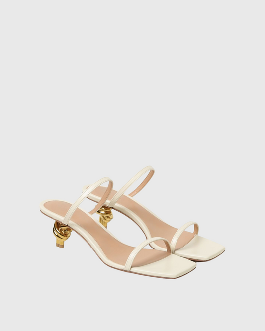 Fiamma Metal Knot Kitten Heels In Natural