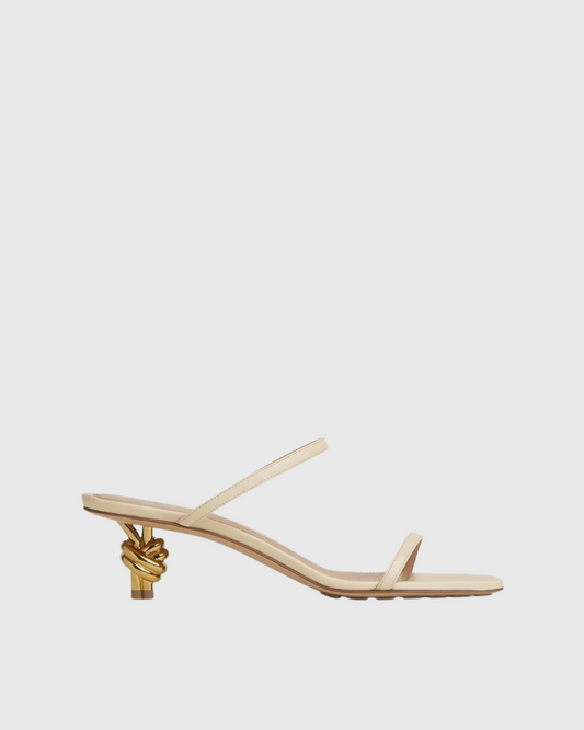 Fiamma Metal Knot Kitten Heels In Natural