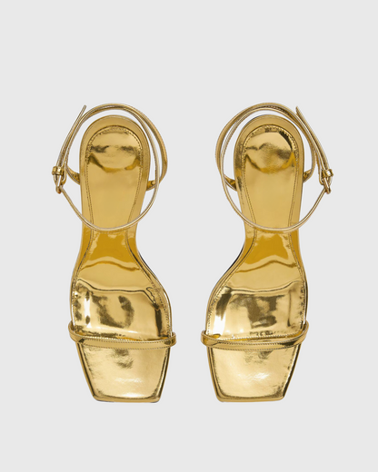 Fiamma Metallic Metal Knot Sandals In Gold