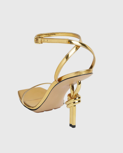 Fiamma Metallic Metal Knot Sandals In Gold