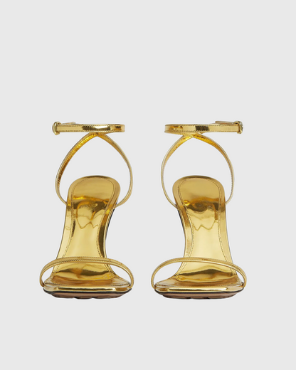 Fiamma Metallic Metal Knot Sandals In Gold