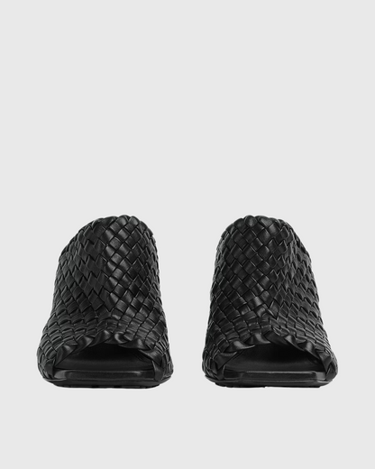 Fiamma Woven Metal Knot Mules In Black