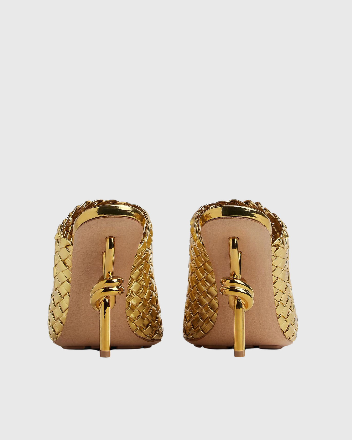 Fiamma Woven Metal Knot Mules In Gold