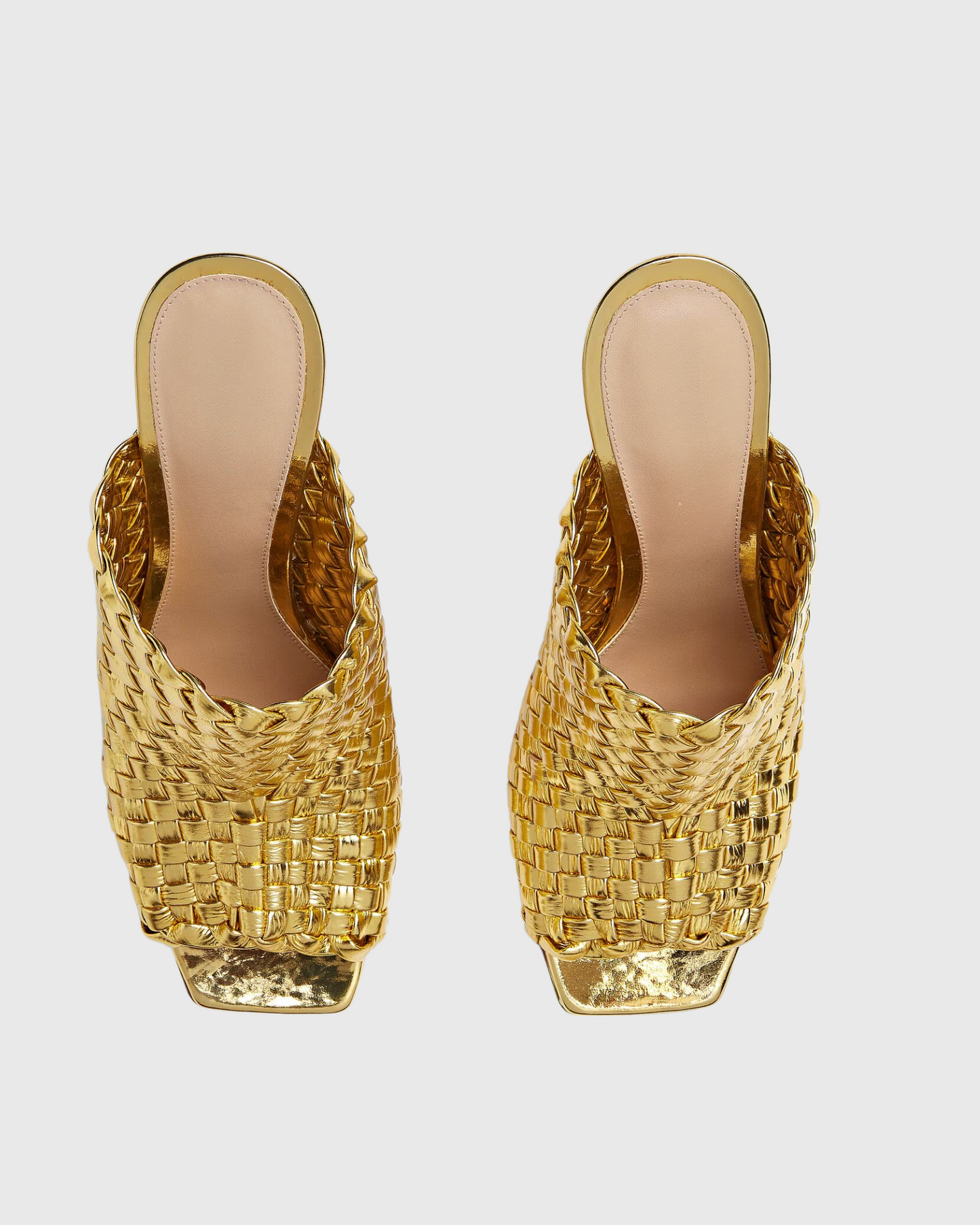 Fiamma Woven Metal Knot Mules In Gold