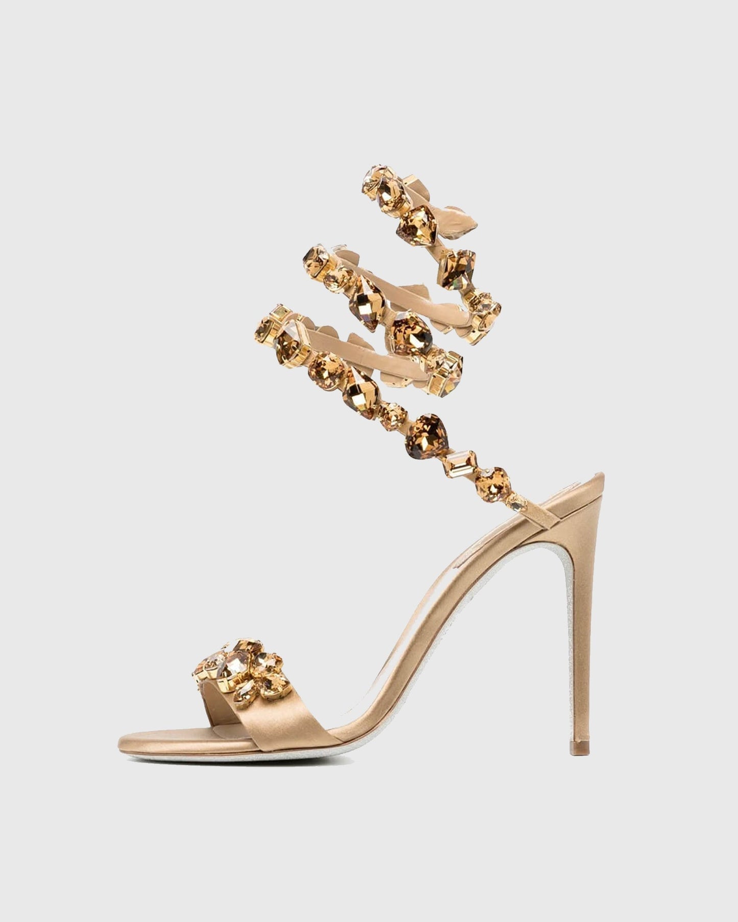 Filide Rhinestone Embellished  Lace Up Sandals In Apricot