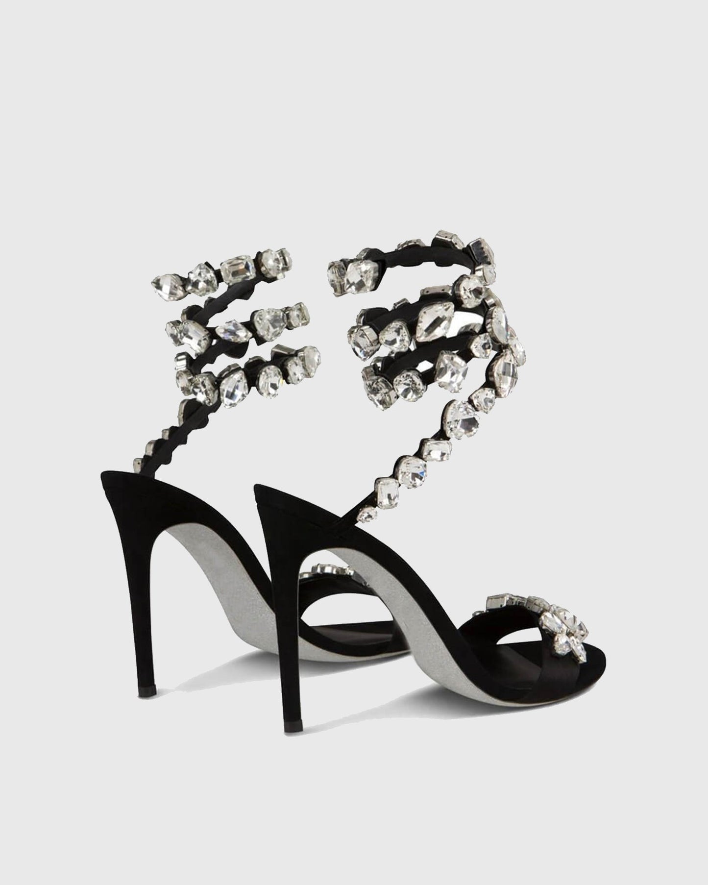 Filide Rhinestone Embellished  Lace Up Sandals In Black