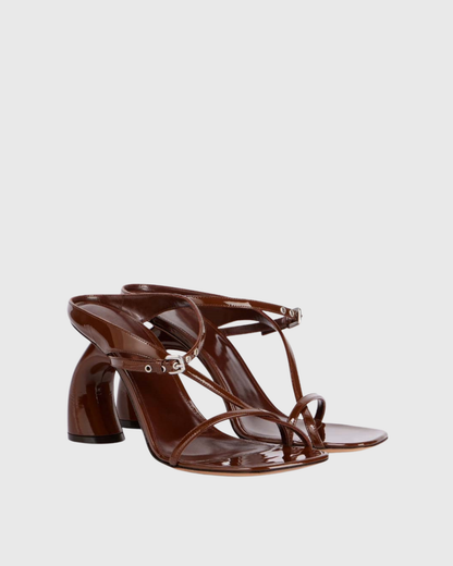 Fina Flared Heel Sandals In Brown