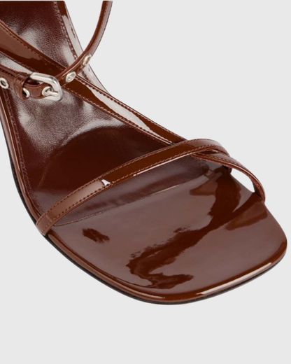 Fina Flared Heel Sandals In Brown