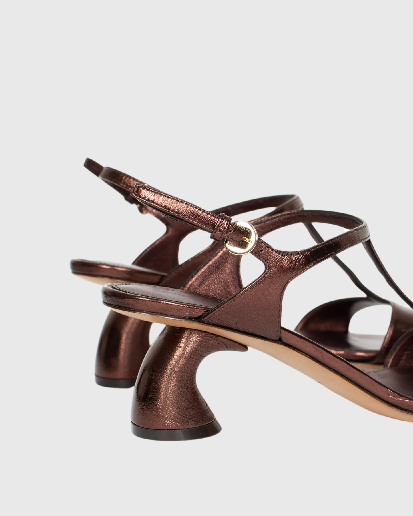 Fina Open Toe Flared Heel Sandals In Brown