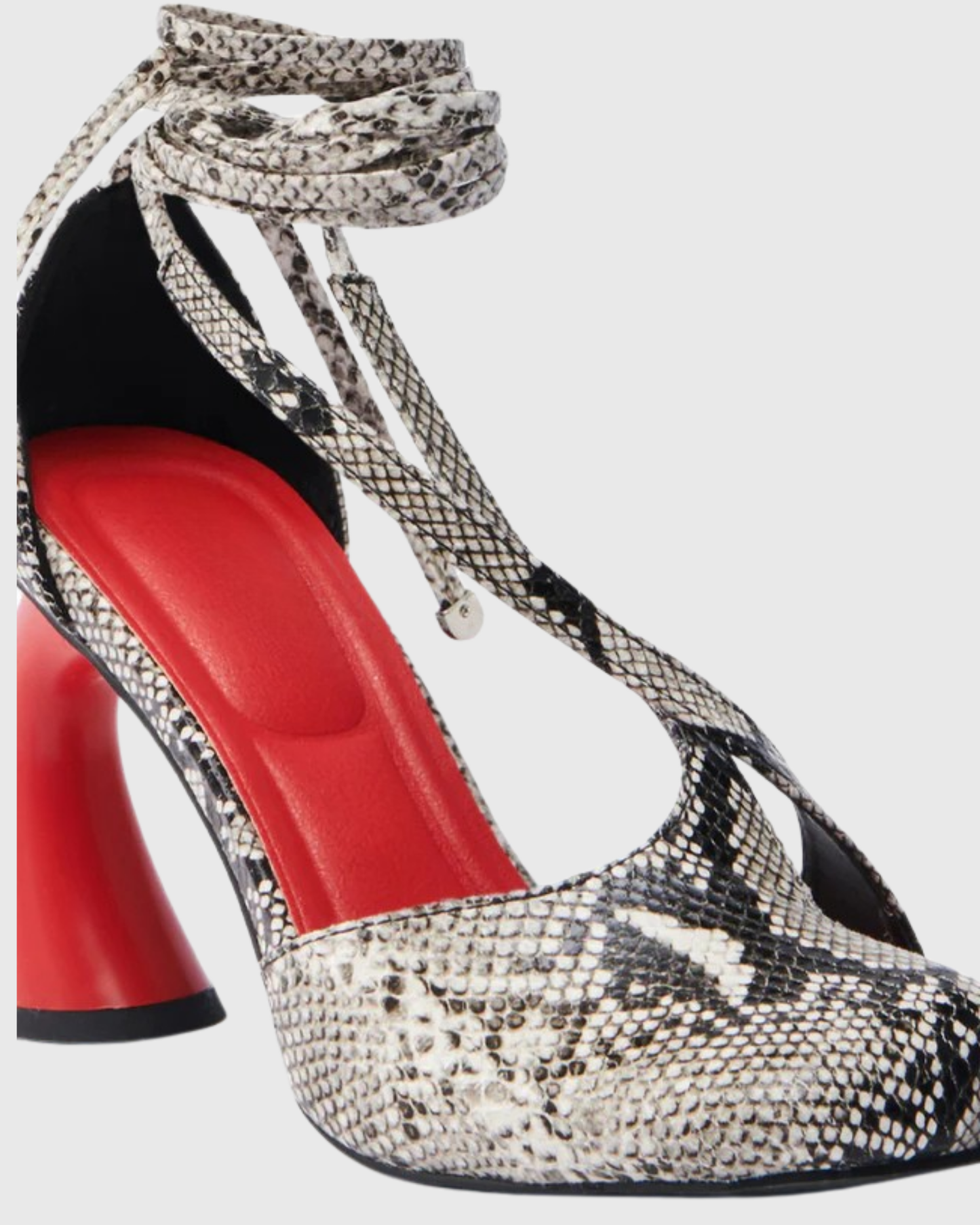 Fina Snake Print Split Toe Lace Up Sandals