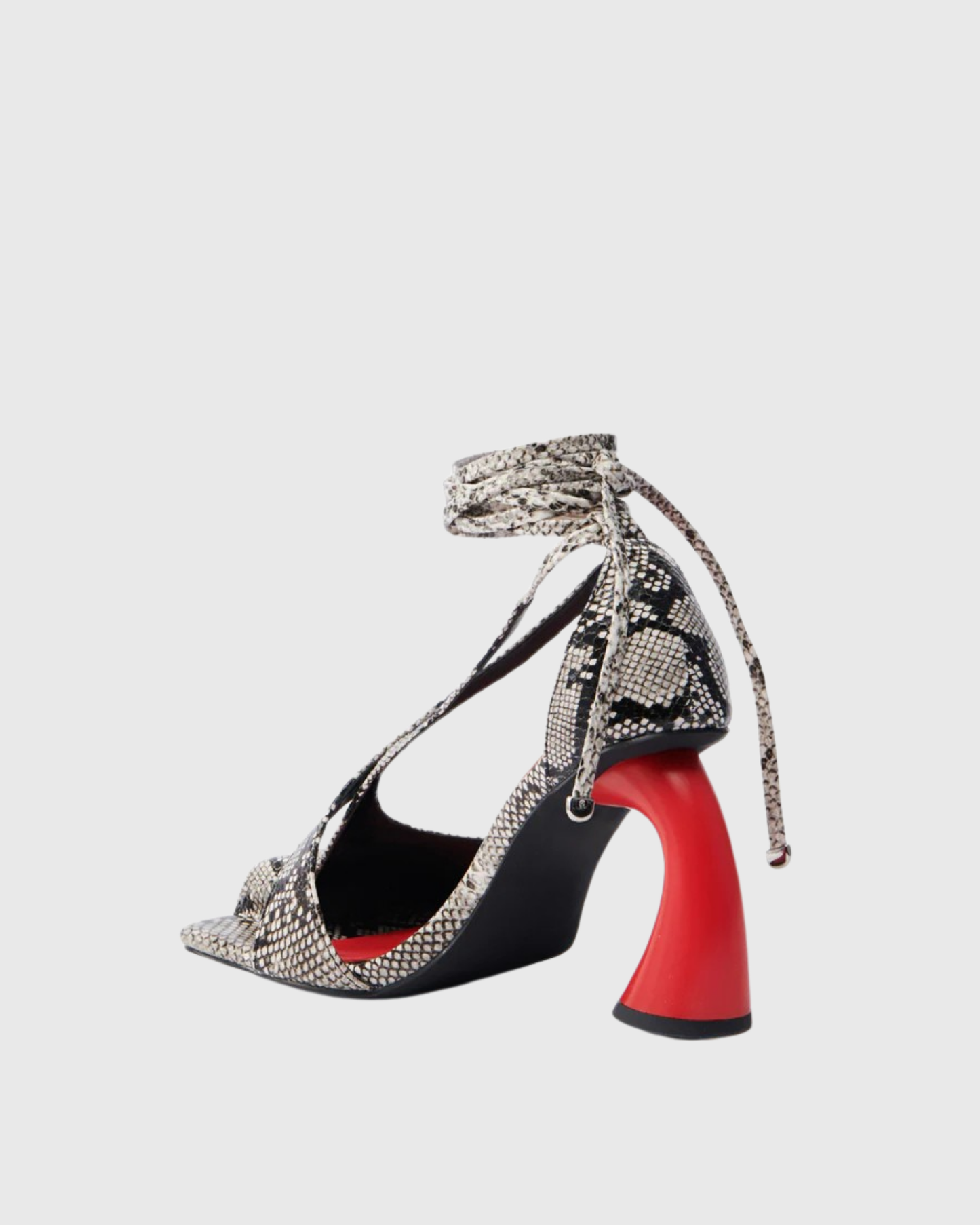 Fina Snake Print Split Toe Lace Up Sandals