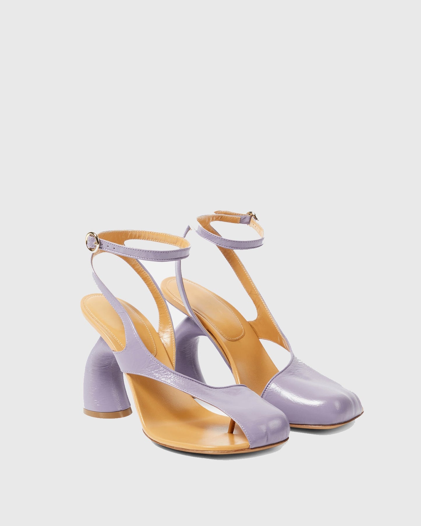 Fina Split Toe Flared Heel Sandals In Purple