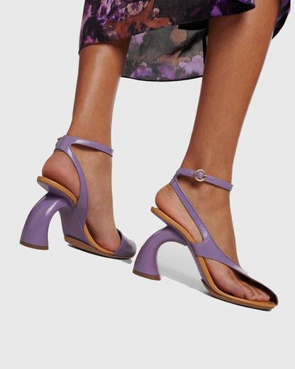 Fina Split Toe Flared Heel Sandals In Purple