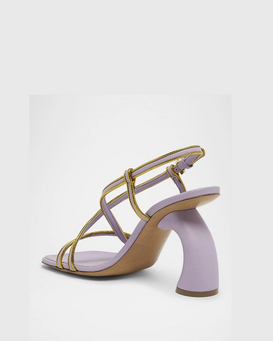 Fina Square Toe Sculptural Heels In Lilac