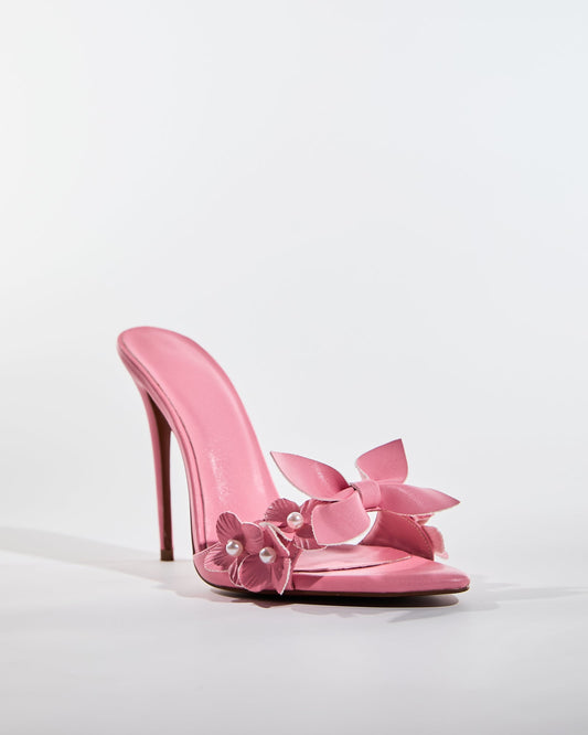 Fiona Pearl Flower Slippers In Pink