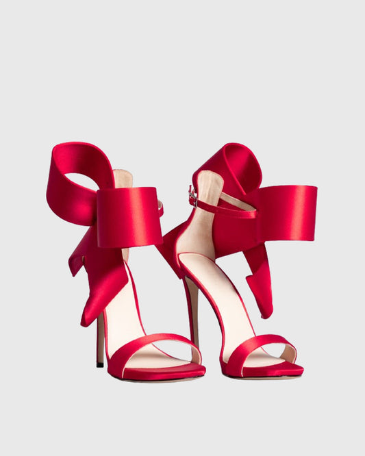 Fioralba Bow Satin Strap Sandals In Red