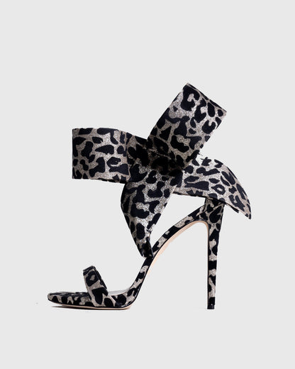Fioralba Leopard Print Bow Strap Sandals