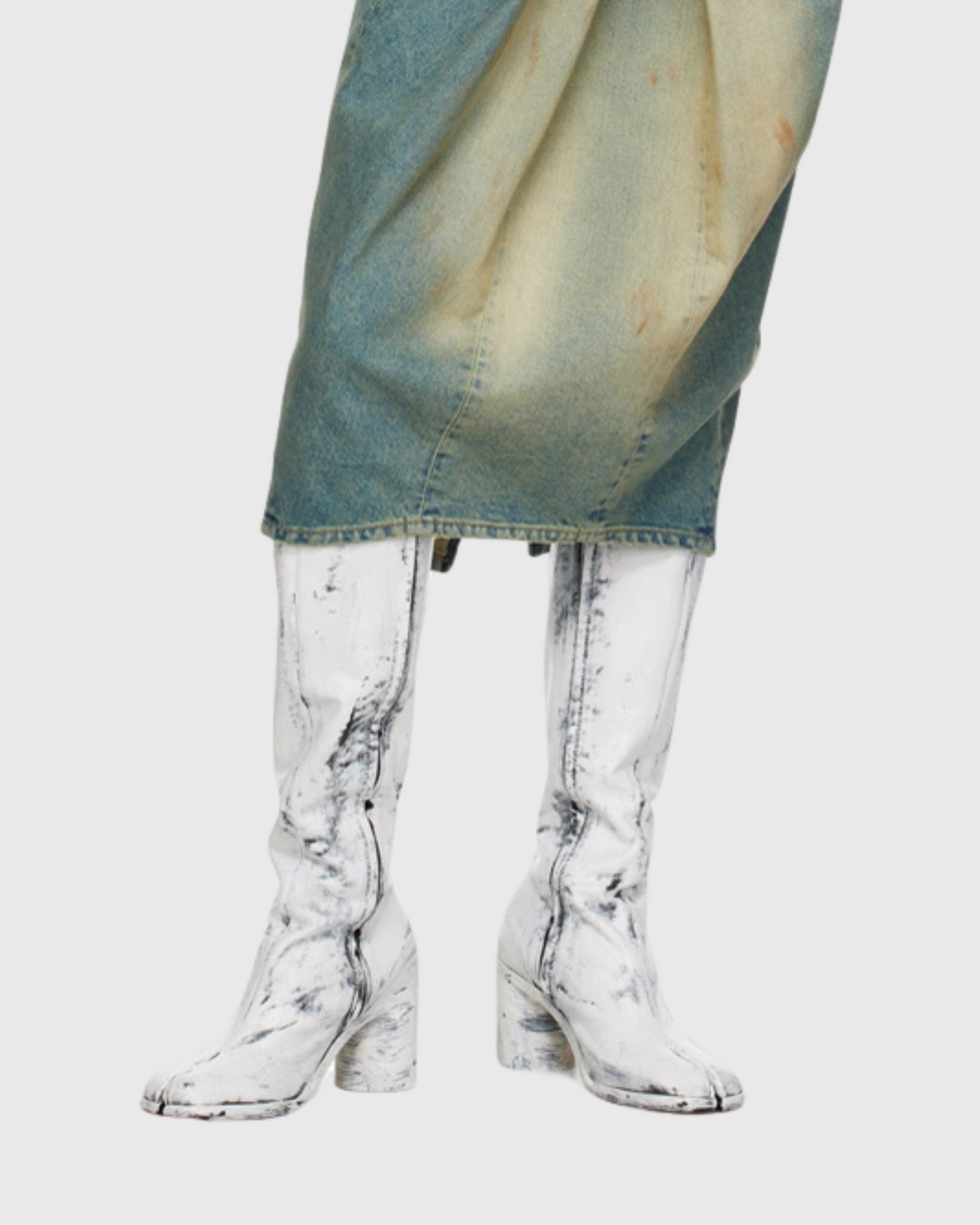 Fiore Paint Effect Tabi  Knee High Boots